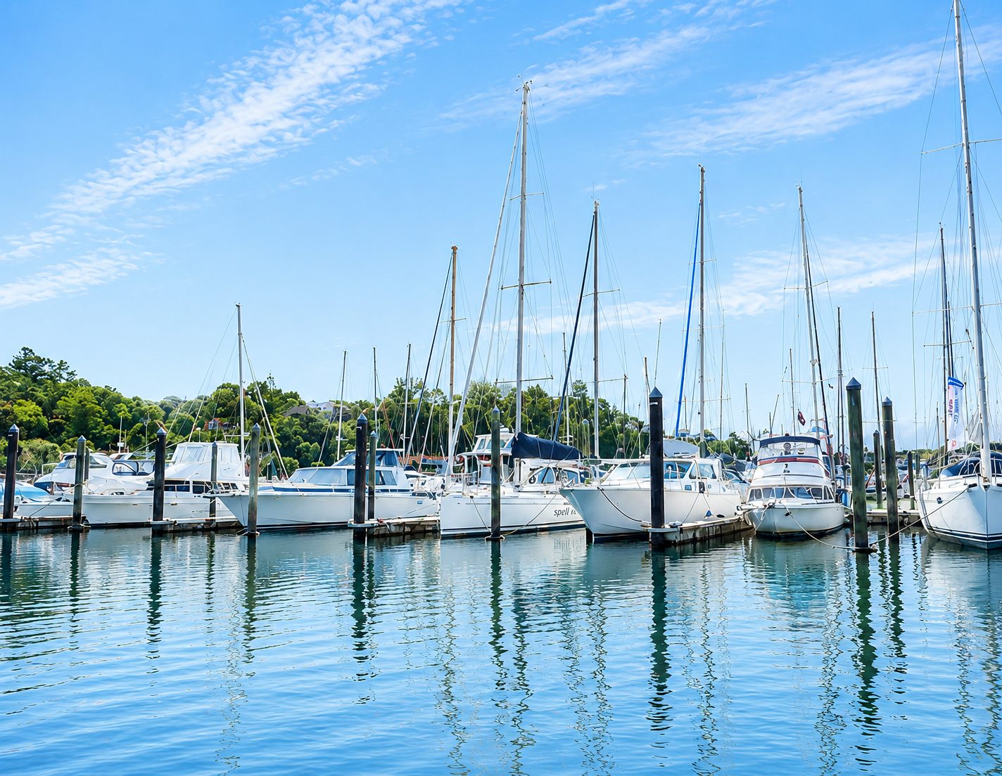 Boats moored at a New Zealand marina